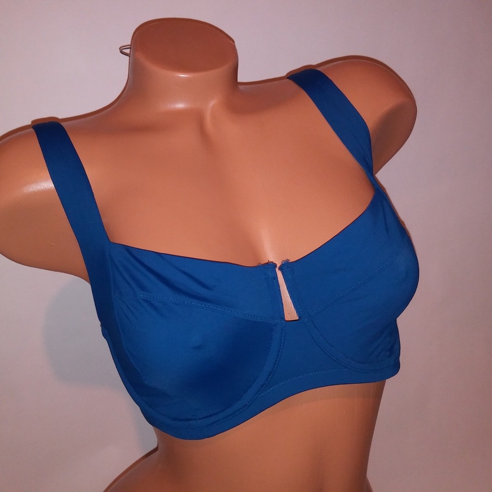 Victoria Secret Swim Bikini Top 34DDD Solid Blue Wicked Underwire New